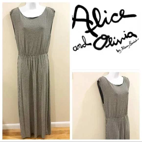 Alice + Olivia | Dresses | Alice And Olivia Striped Black White Maxi Dress  M | Poshmark